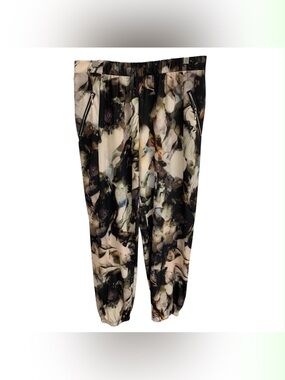 Sugar & Spice Abstract Marble-Print Jogger Pants - Black & Cream Size Xl